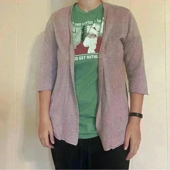 Eileen fisher 100% linen size large lavender mauve 3/4 length cardigan mint cond - Picture 7 of 11